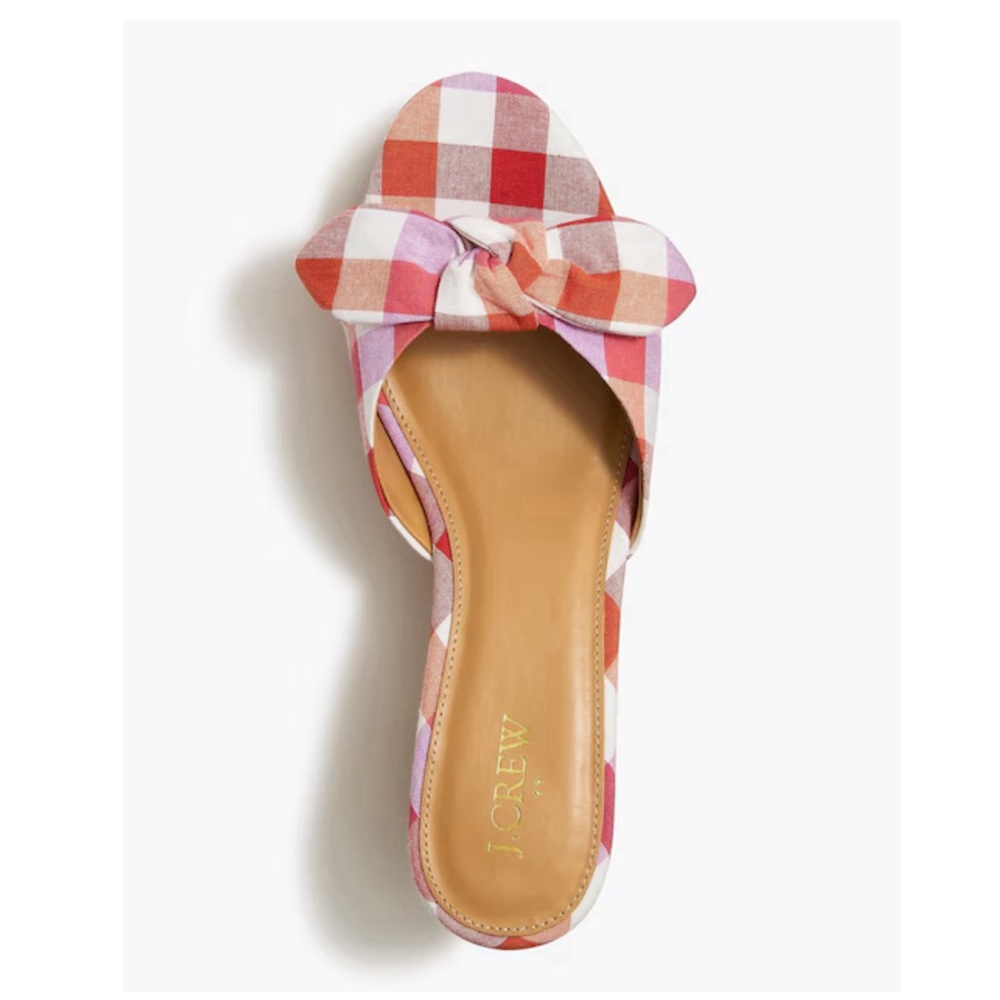 J CREW PRINT BOW HEEL MULE